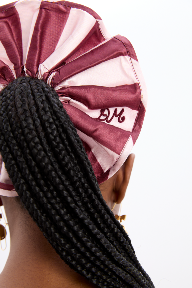 rachel oversized scrunchie - pink burg stripe