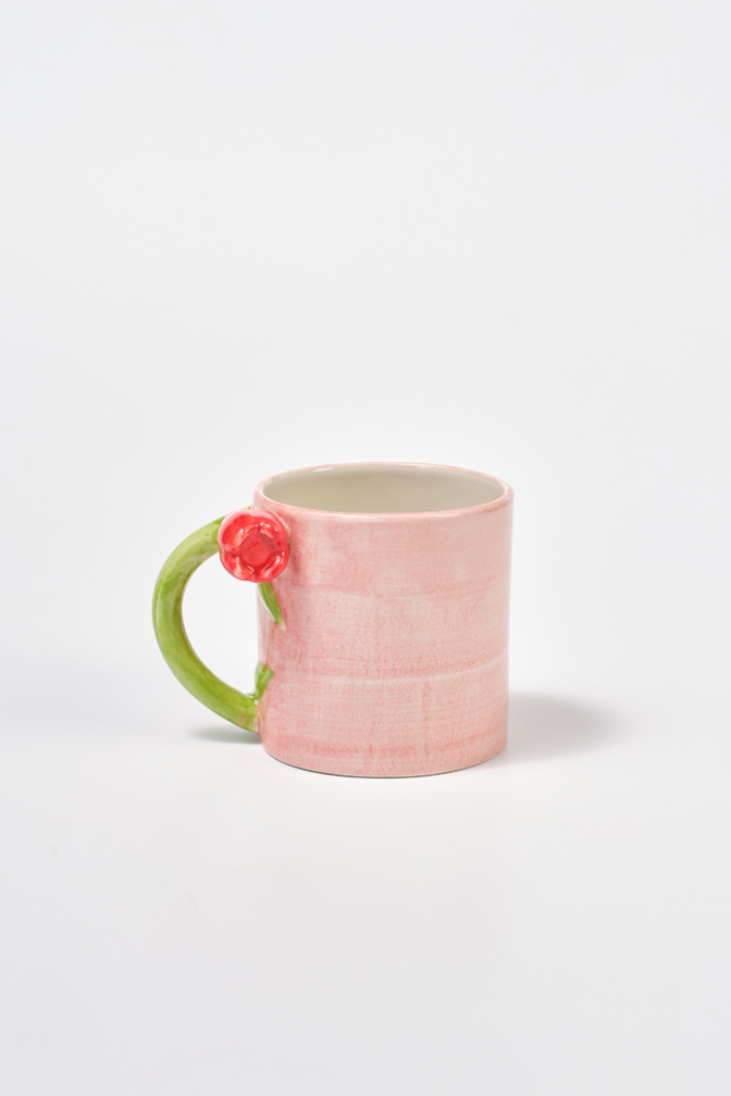 hand painted tulip handle mug - pink