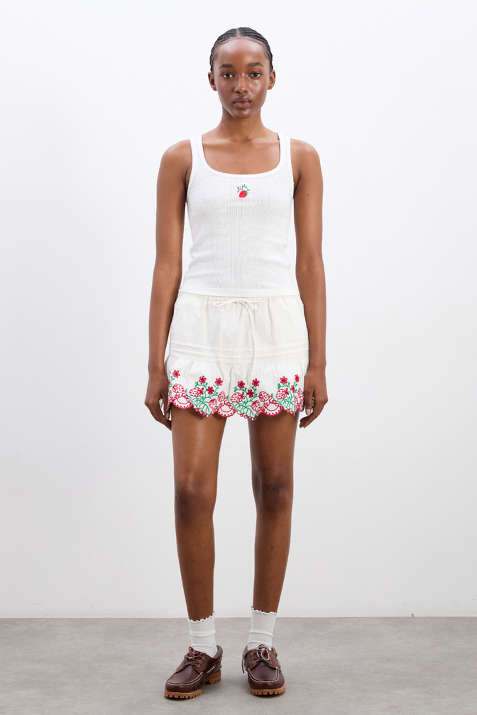 cora tank - berry embroidery