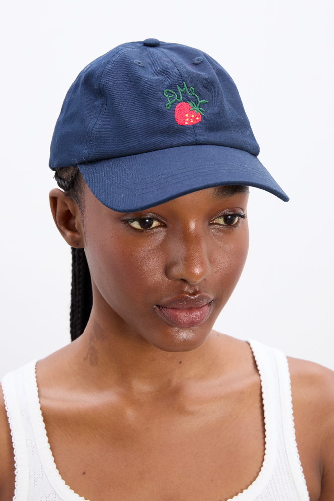navy embroidered cap - berry