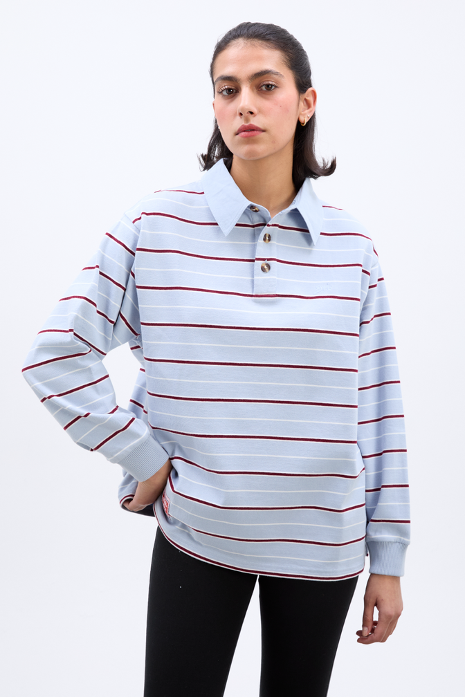 remie rugby shirt light blue stripe – Damson Madder