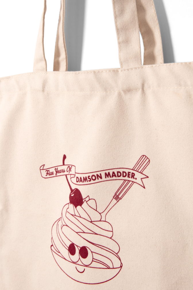 damson madder 5th birthday tote bag