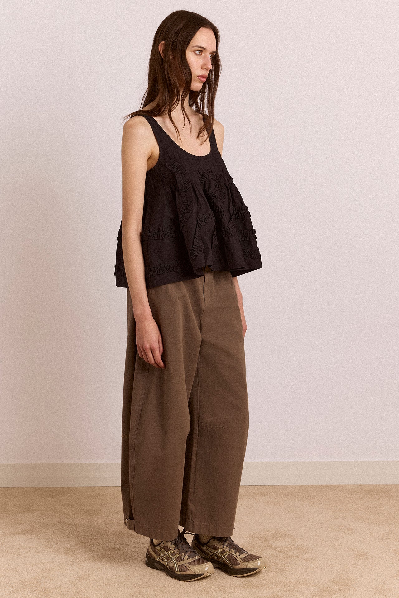 stella ruffle cami - black – Damson Madder