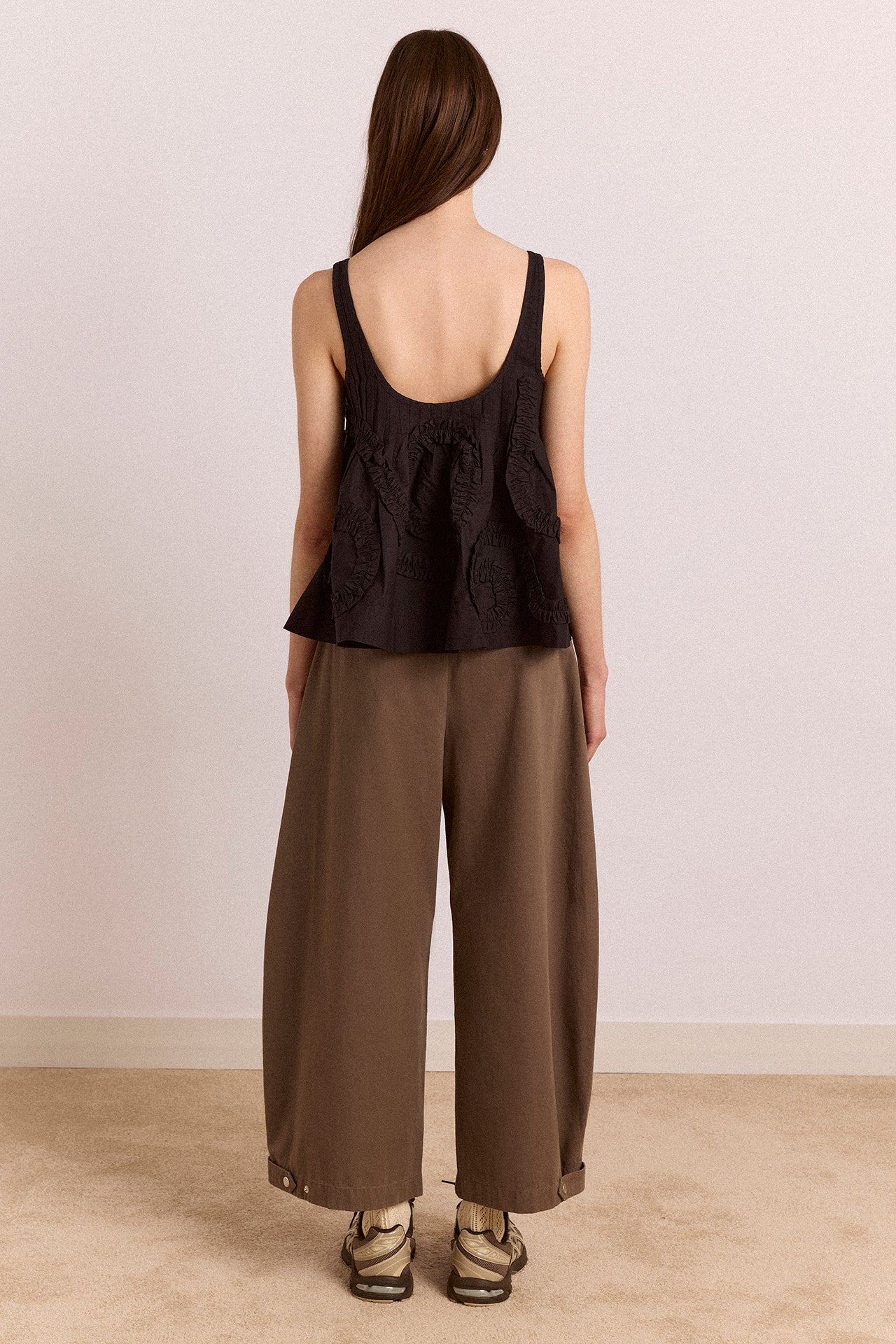 Stella Ruffle Cami - Black – Damson Madder