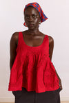 stella ruffle cami - red