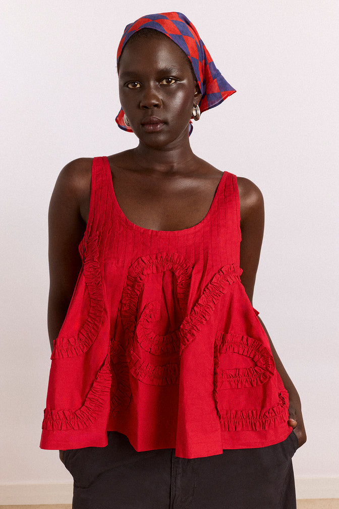 stella ruffle cami - red