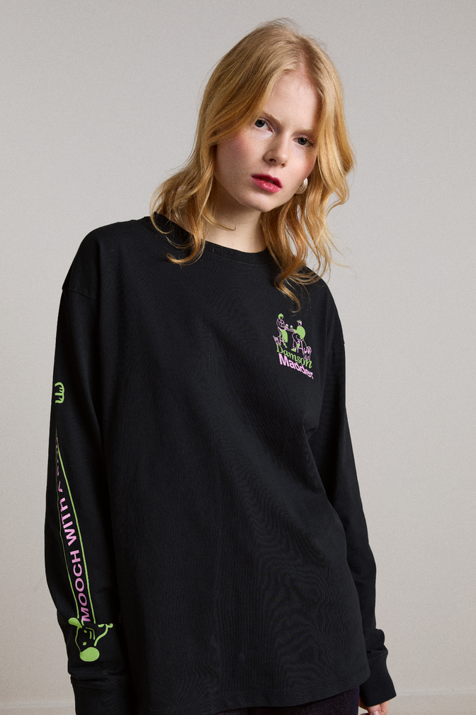 sunday strolls long sleeve tee - black