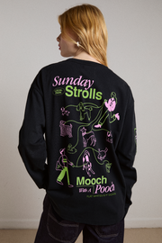 sunday strolls long sleeve tee - black