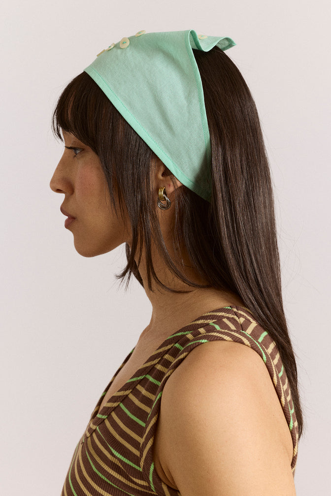 swirl button headscarf - mint