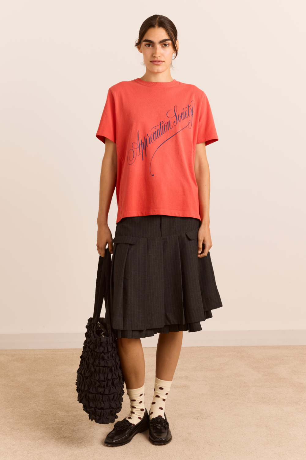 Savannah Double Layered Skirt - Navy Pinstripe