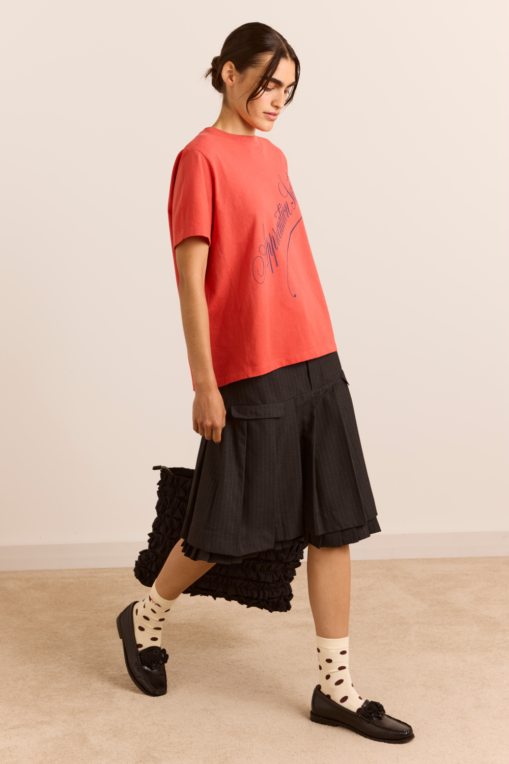 Savannah Double Layered Skirt - Navy Pinstripe