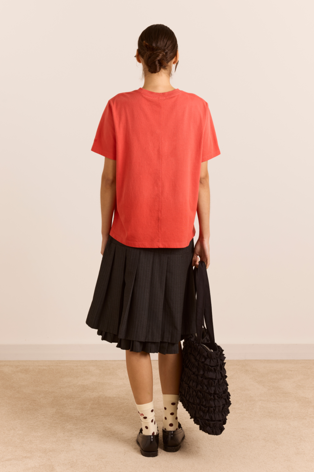 Savannah Double Layered Skirt - Navy Pinstripe