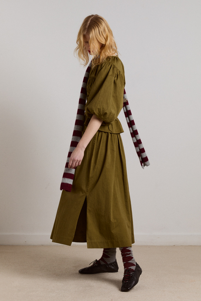 stripe skinny scarf - burg/grey