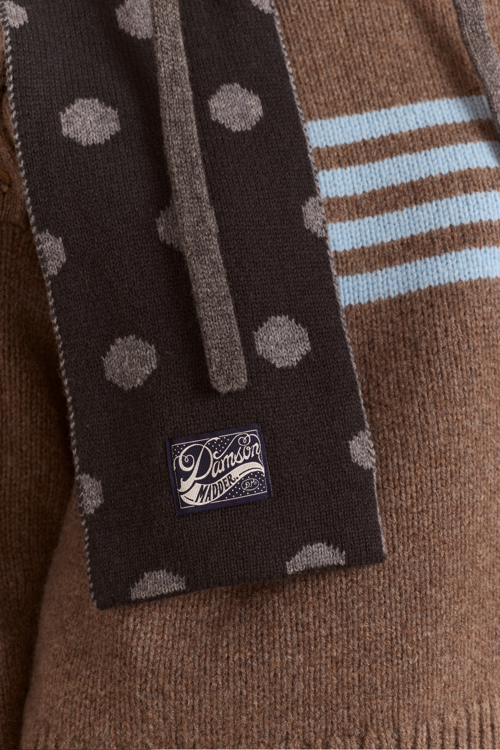 Merino Wool Reversible Scarf - Grey Spot