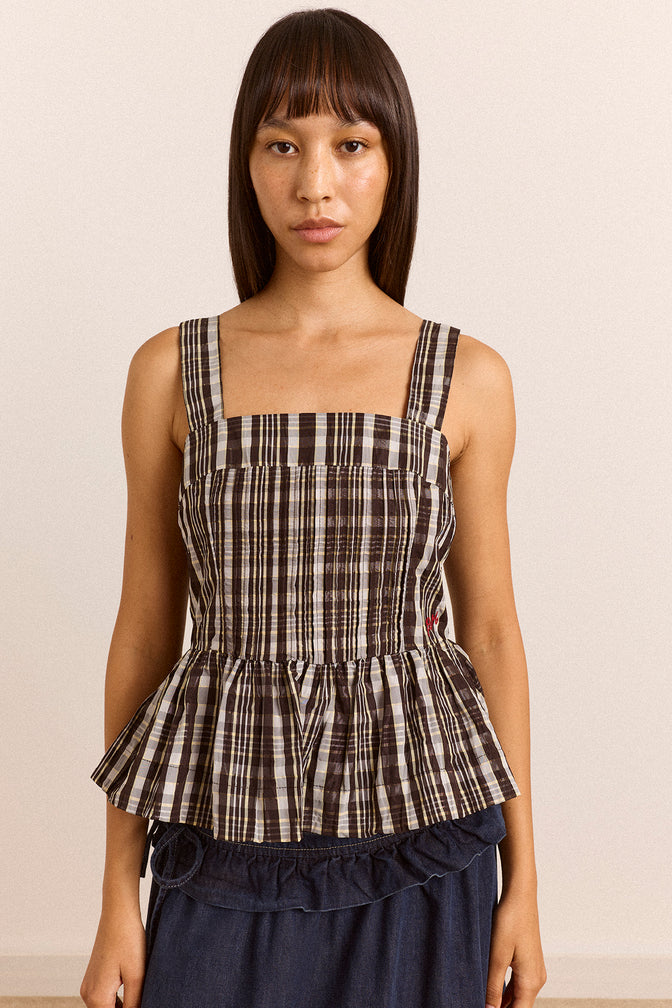 Thalia Cami - Yellow Check Taffeta