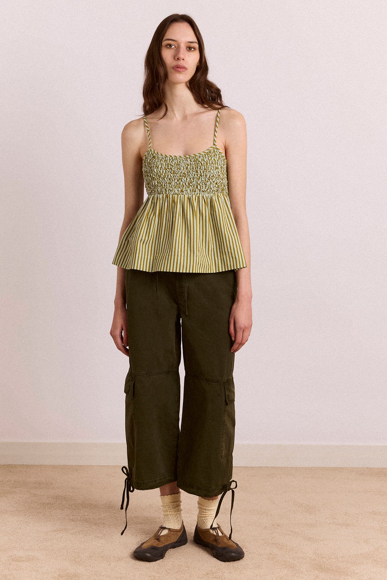 Toshi Utility Capri Trouser - Dark Khaki – Damson Madder
