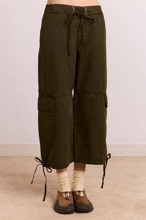 Toshi Utility Capri Trouser - Dark Khaki