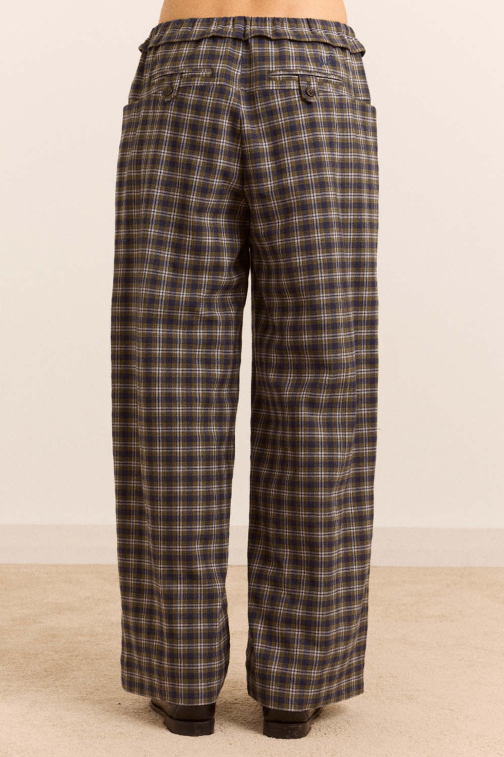 Tomasina Trouser - Navy/Green Check