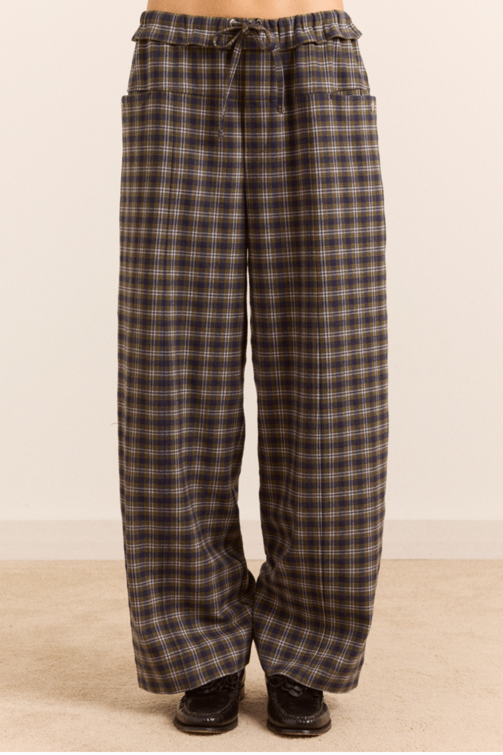 Tomasina Trouser - Navy/Green Check