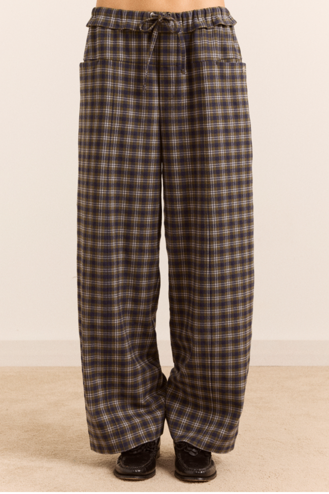 Tomasina Trouser - Navy/Green Check
