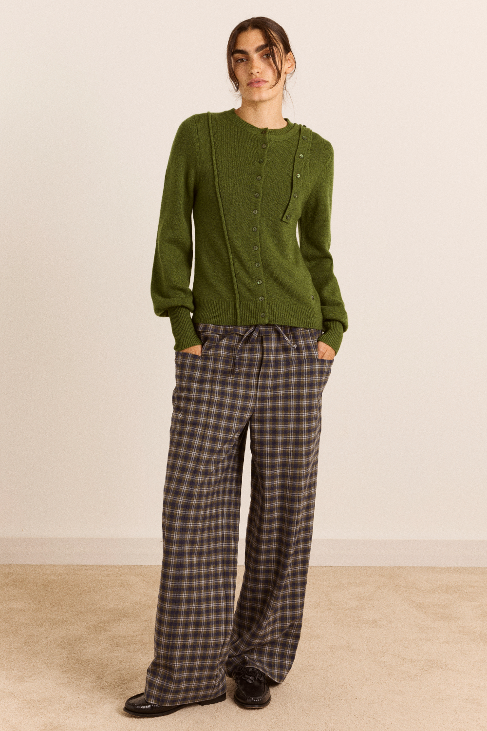 Tomasina Trouser - Navy/Green Check