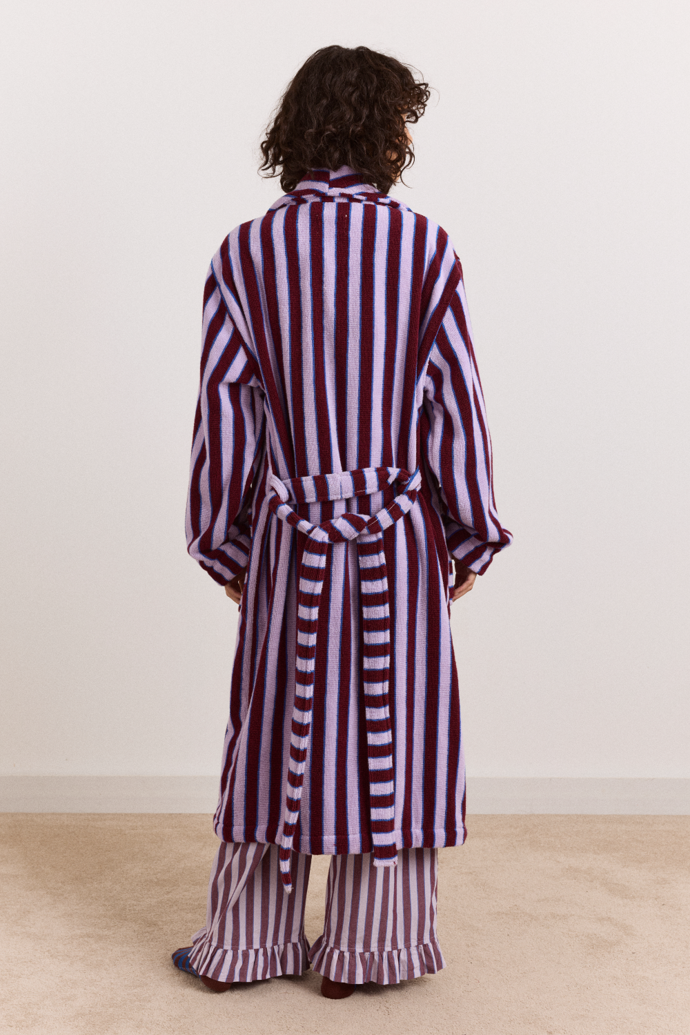 Towelling Robe - Ruby Violet Stripe