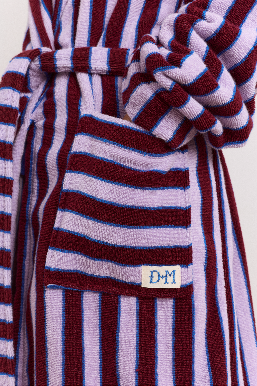 Towelling Robe - Ruby Violet Stripe