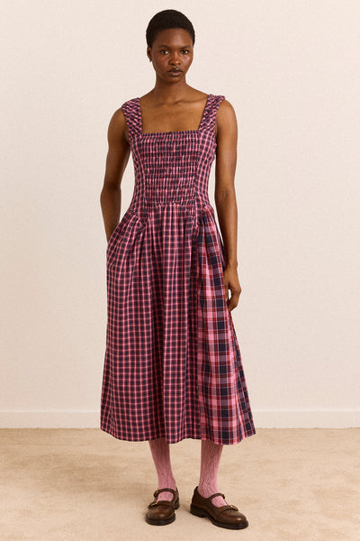Molly Midi Dress - Magenta Check – Damson Madder