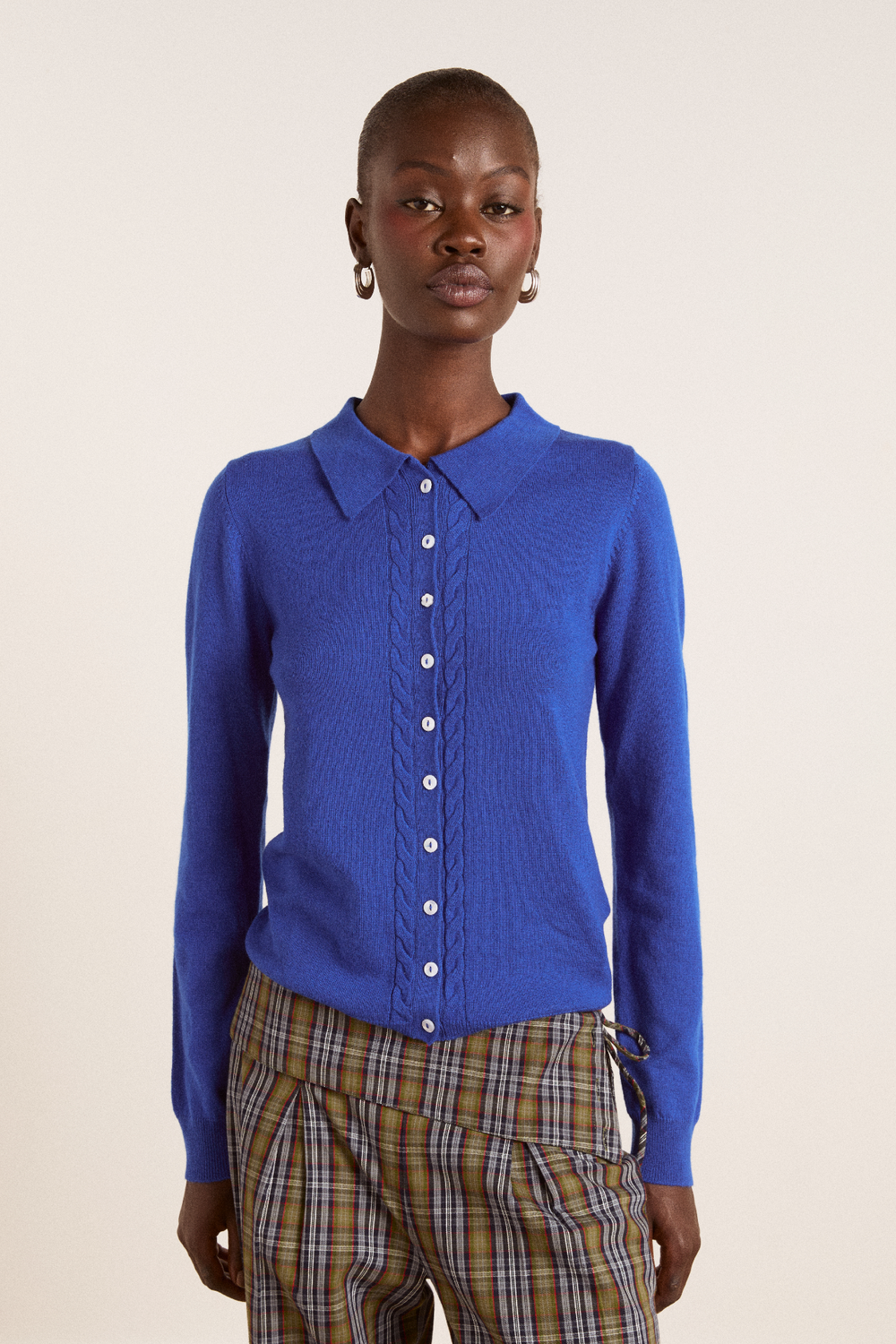 voula wool and cashmere blend cardigan - blue