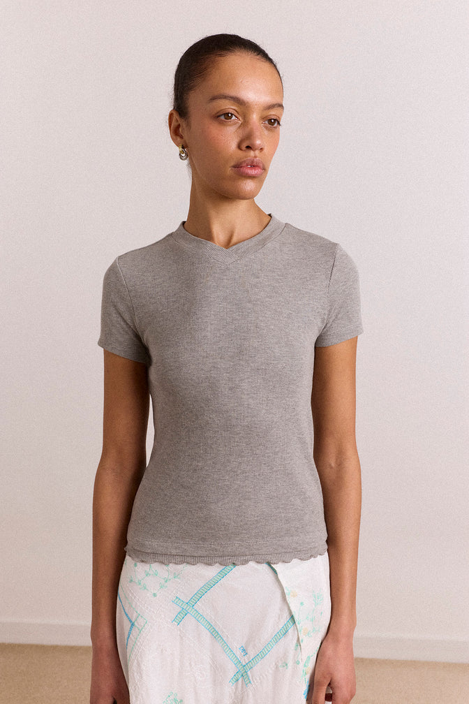 zola short sleeve tee - grey marl