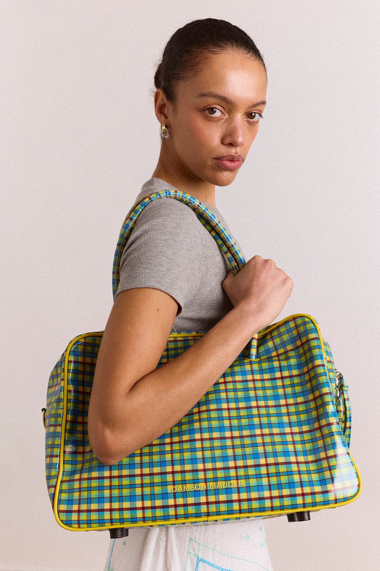 DAMSON MADDER チェック柄キルティングベスト 10号 matty kilt - tan check – Damson Madder
