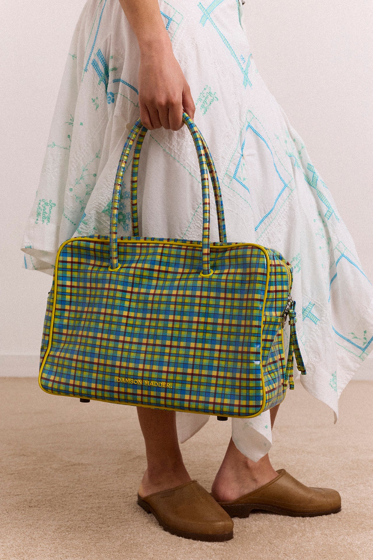DAMSON MADDER チェック柄キルティングベスト 10号 truro coated holdall - zesty check – Damson Madder