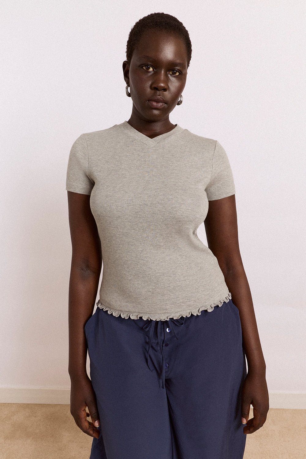 zola short sleeve tee - grey marl