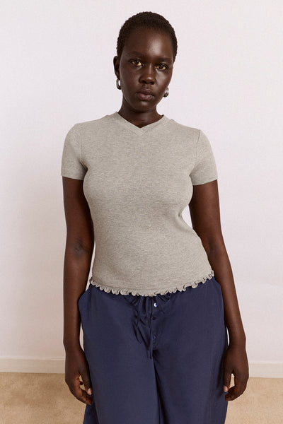 Zola Short Sleeve Tee - Grey Marl – Damson Madder