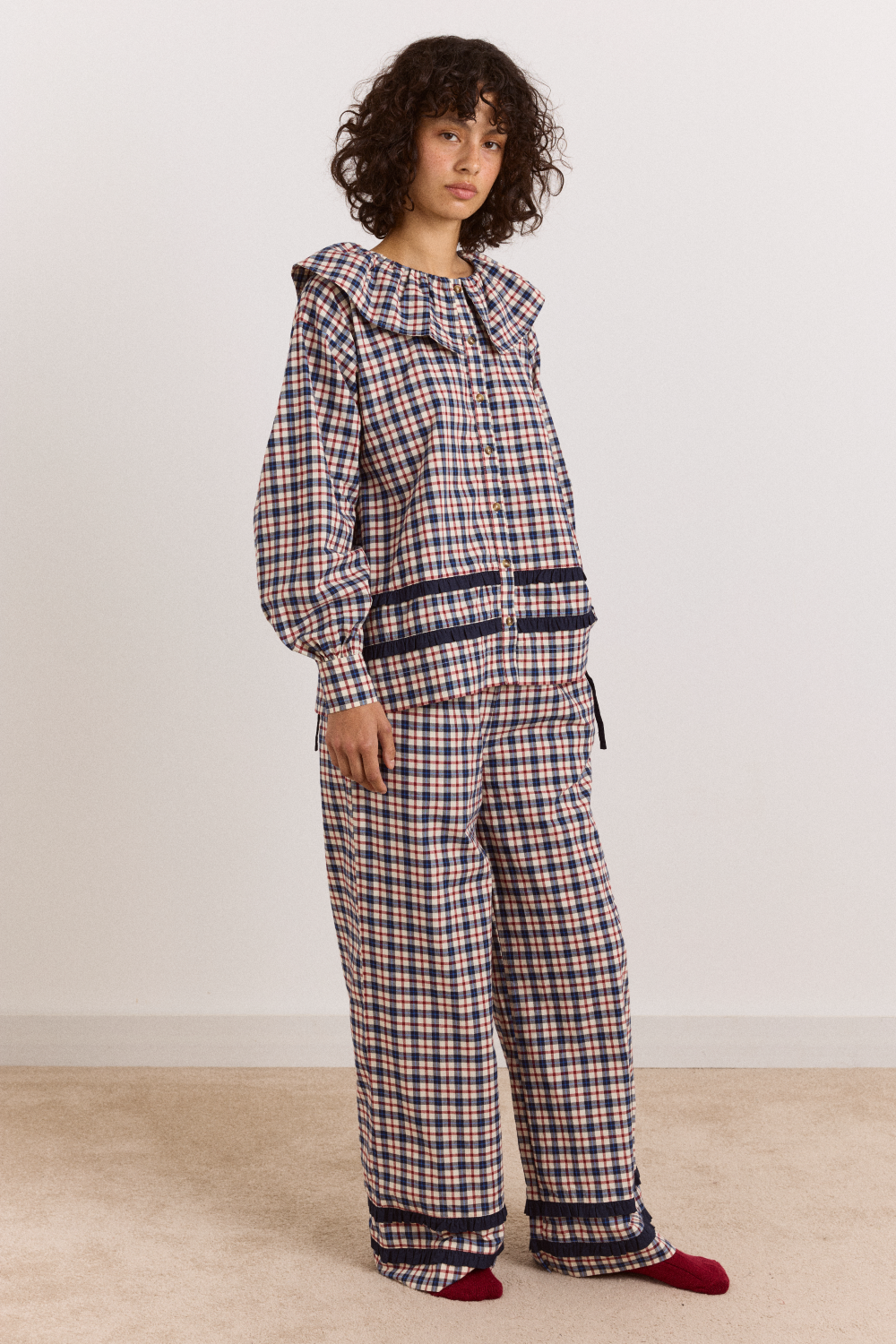 Aletta Pyjama Set - Cherry Navy Check