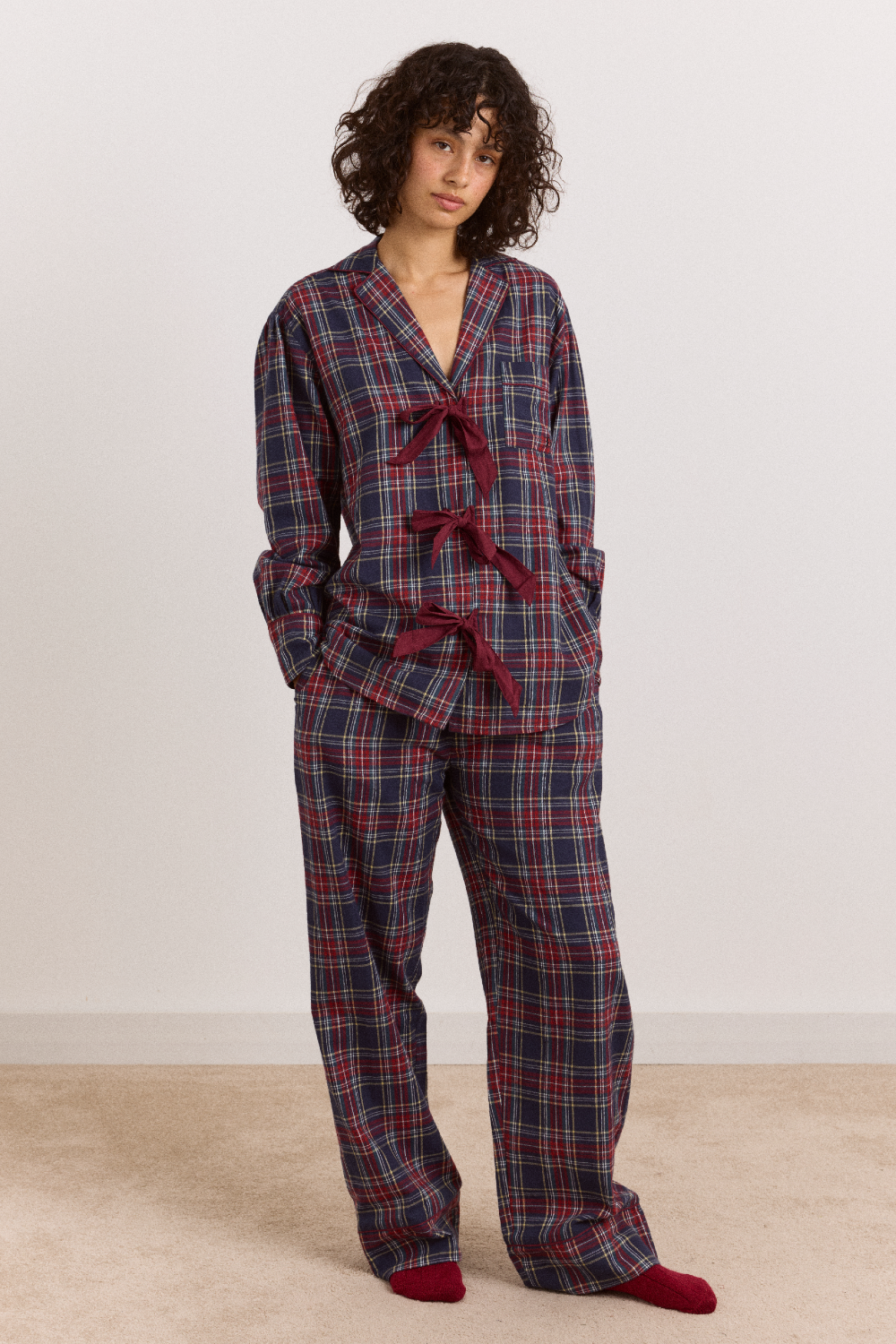 Antonella Flannel Pyjama Set - Tawny Check