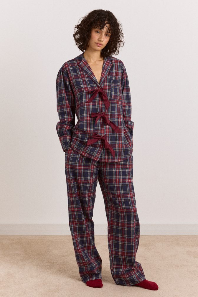 Antonella Flannel Pyjama Set - Tawny Check