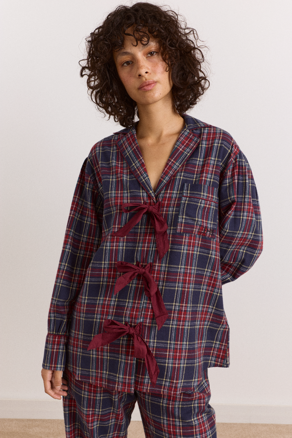 Antonella Flannel Pyjama Set - Tawny Check