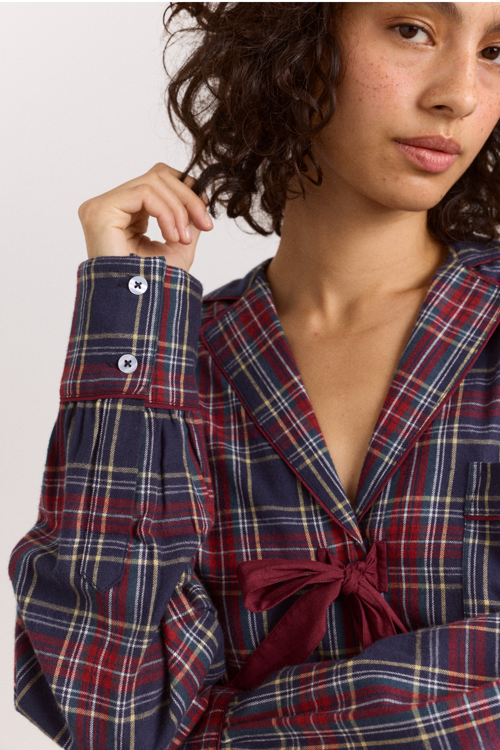 Antonella Flannel Pyjama Set - Tawny Check