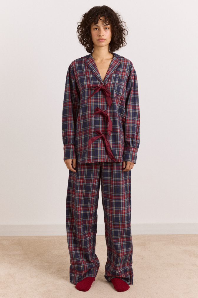 Antonella Flannel Pyjama Set - Tawny Check