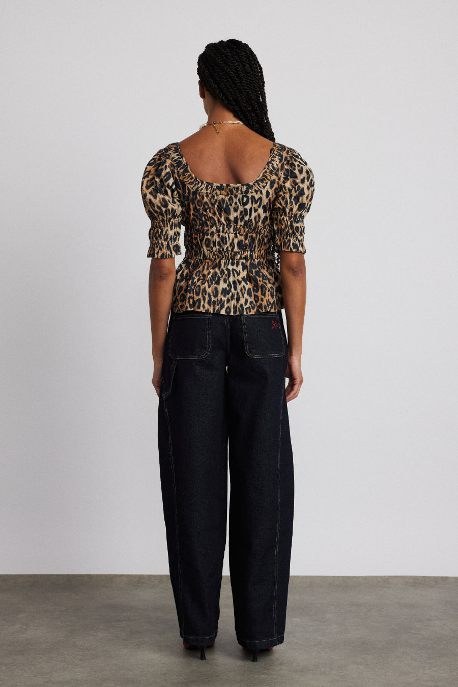 bianca ruffle blouse leopard Damson Madder