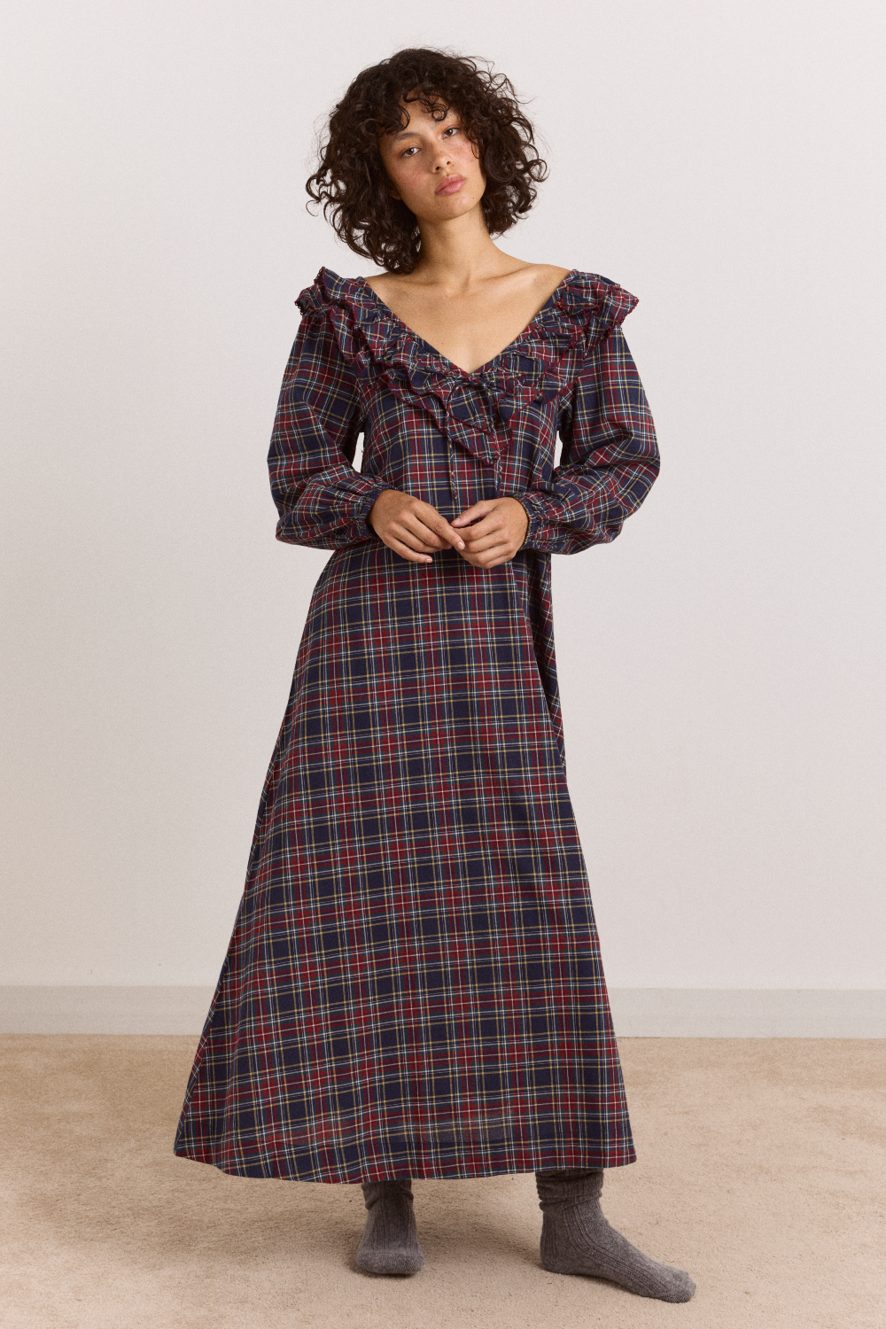 Barbs Nightdress - Tawny Check