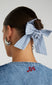 rosette bow scrunchie in blue stripe