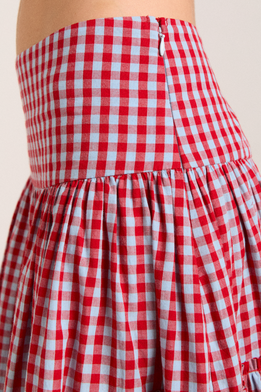 berta midi skirt - blue/red gingham
