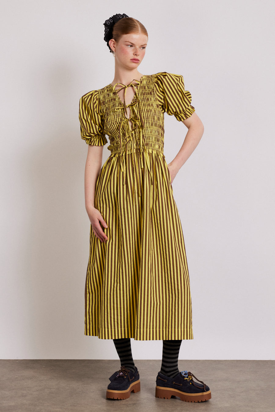 damson madder midi dress Damson Madder - Marissa Sheer Midi Dress - Multi Check