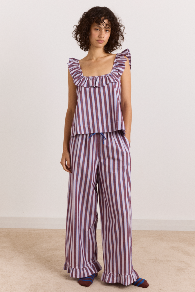 Bobbie 3 Piece Pyjama Set - Ruby Violet Stripe