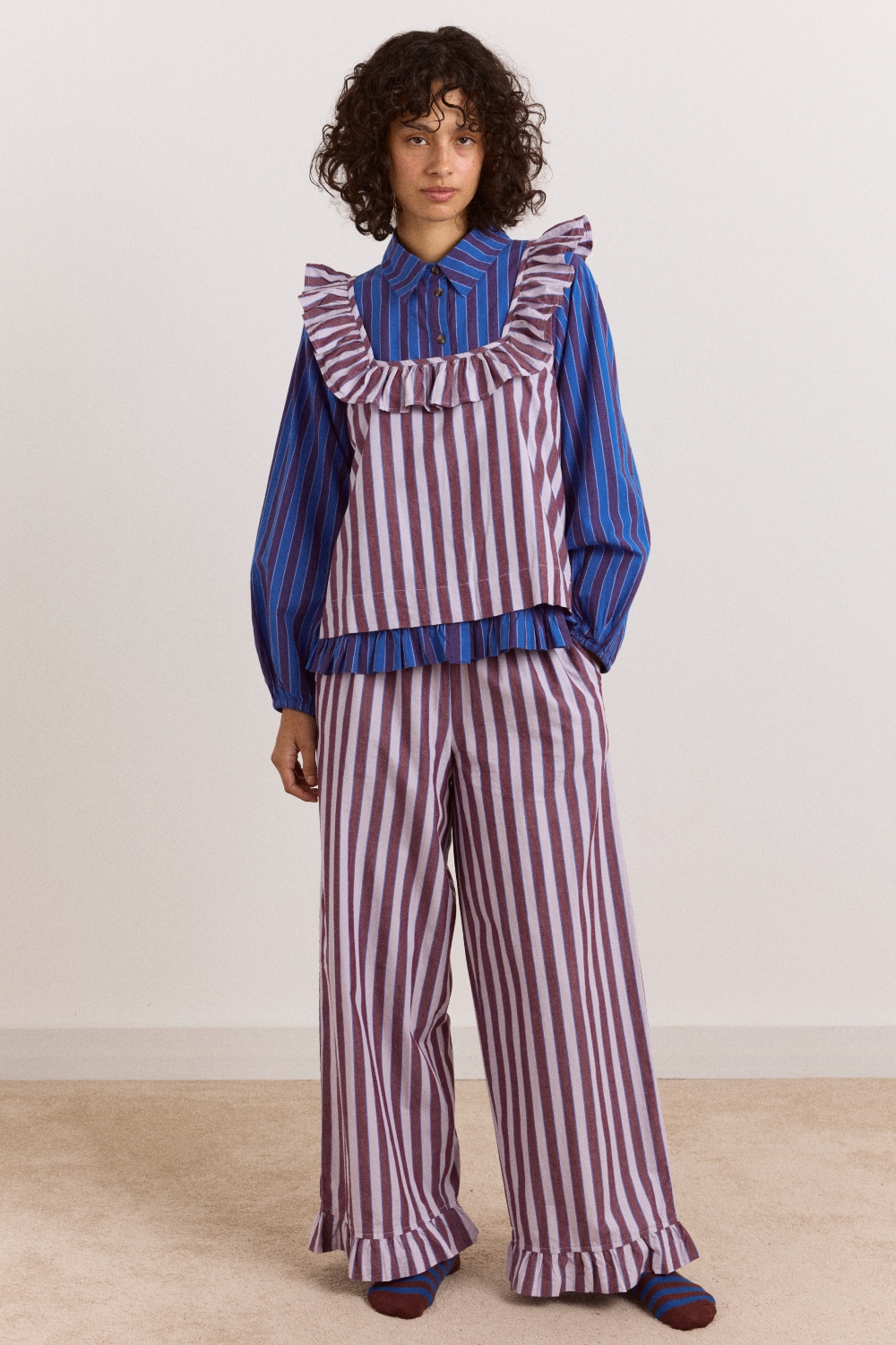 Bobbie 3 Piece Pyjama Set - Ruby Violet Stripe