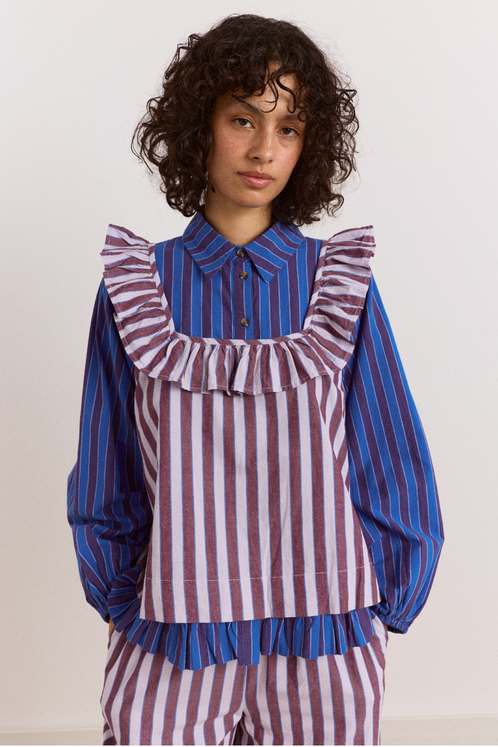 Bobbie 3 Piece Pyjama Set - Ruby Violet Stripe