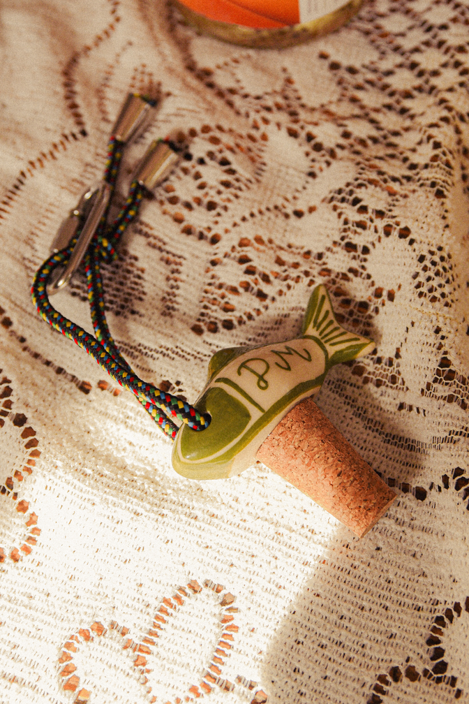 hand painted ceramic fish bottle stop