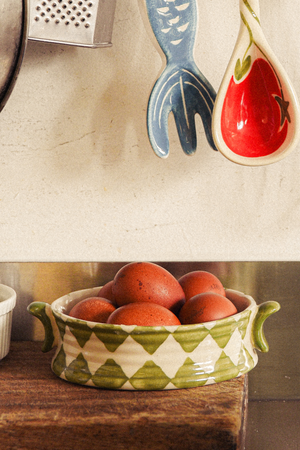 Hand Painted Snack Bowl- Green Check